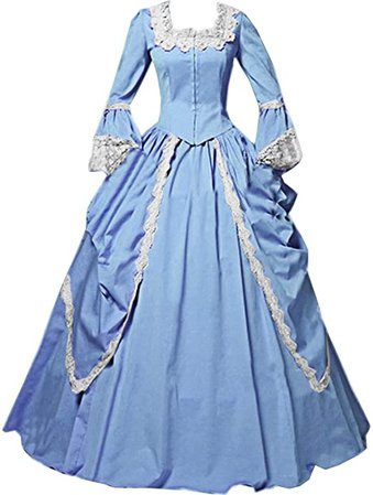 Amazon.com: I-Youth Womens Lace Marie Antoinette Masked Ball Victorian Costume Dress (XS, Sky Blue): Clothing