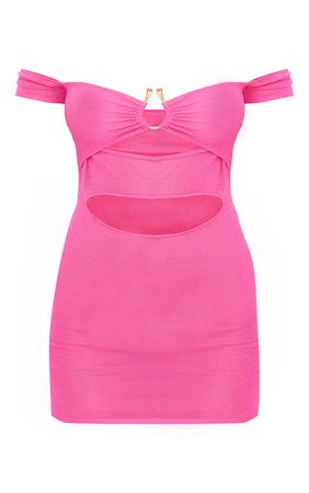 Pink Sheer Knit Hammer Trim Chain Mini Dress | PrettyLittleThing USA
