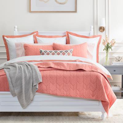 Coral and White Bedding | The Linden Coral | Crane & Canopy