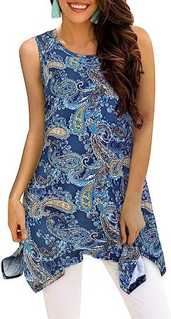 Viracy Women's Summer Casual Sleeveless Swing Tunic Floral Tank Top (S-3XL) at Amazon Women’s Clothing store