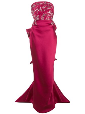 Marchesa embroidered strapless gown pink M27824 - Farfetch