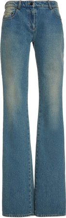 Michael Kors Collection Monogramed Mid-Rise Flared Jeans