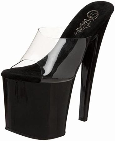(Clear Black) Pleaser Women's TABOO-701 Stiletto Heel Clear and Black Platform Sandal 8 B(M) US | Platforms & Wedges