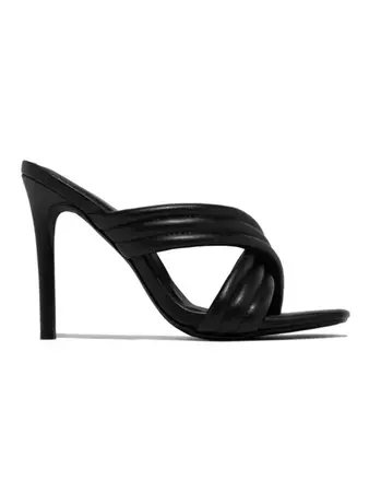 Women's Fashion Elegant Daily Criss Cross Straps Flats High Heeled Slip On Slides Sandals In BLACK | ZAFUL 2024