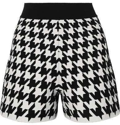 Houndstooth Jacquard-knit Shorts - Black