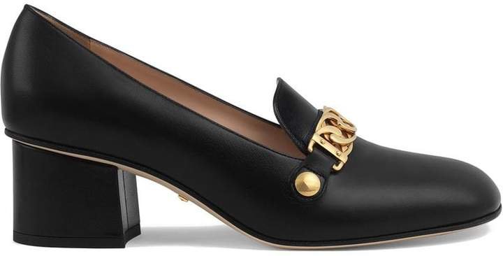 Sylvie leather mid-heel pumps