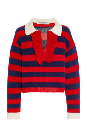Ruffled Striped Wool-Cashmere Sweater By Philosophy Di Lorenzo Serafini | Moda Operandi