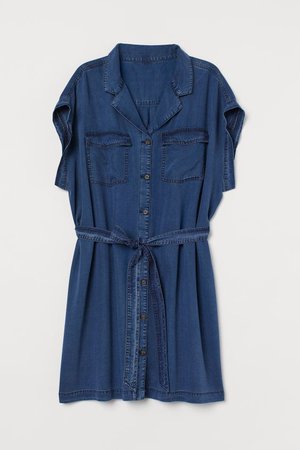 H&M+ Lyocell Shirt Dress - Dark denim blue - Ladies | H&M US