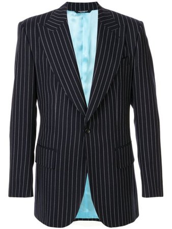 Dolce & Gabbana Pinstripe Suit Jacket G2NT4TFR2XI Blue | Farfetch