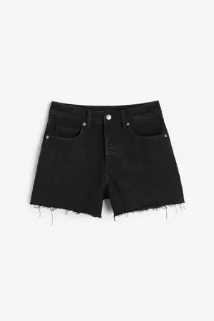 High Denim Shorts - Black/washed - Ladies | H&M US