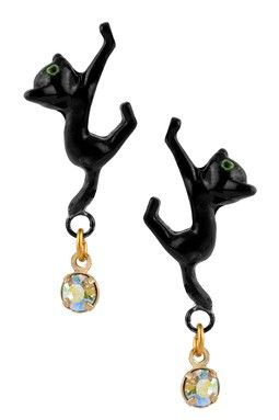 Betsey Johnson "Enchanted Forest" Cat Earrings