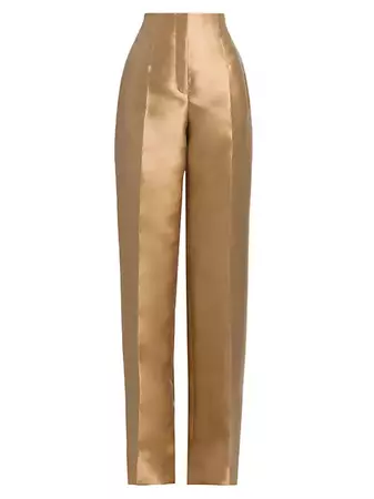 Shop Alberta Ferretti Mikado Satin Straight-Leg Evening Trousers | Saks Fifth Avenue