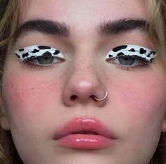 Cow print eye makeup