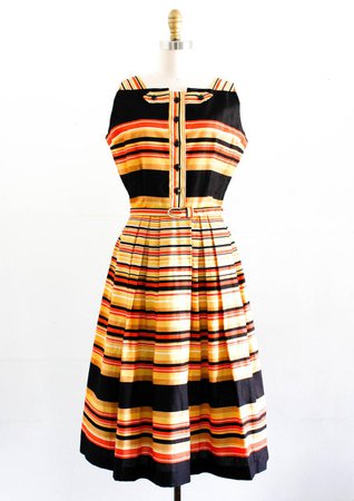Vintage 1950s dress . Le Tigre . orange striped dress . 1950s | Etsy