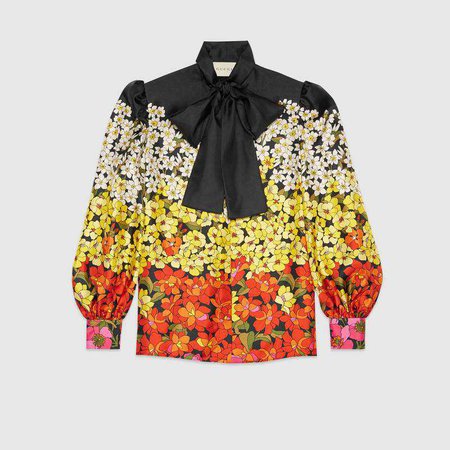 Degradé flowers silk twill shirt - Gucci Women's Tops & Shirts 528905ZLX621454