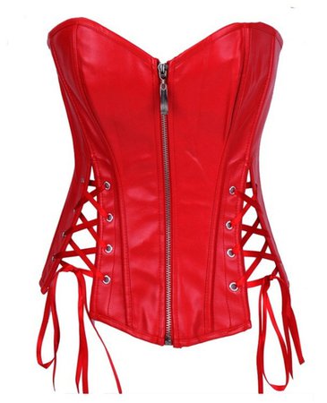 Sapubonva faux leather corsets bustiers steampunk front zipper overbust corset top sexy corselet vintage strapless black red|Bustiers & Corsets| - AliExpress