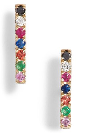 EF Collection Diamond Rainbow Bar Stud Earrings | Nordstrom