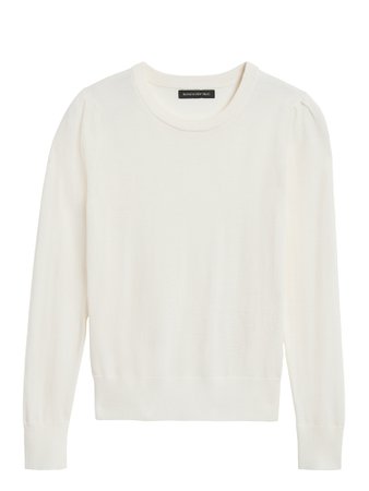Merino Puff-Sleeve Sweater-White