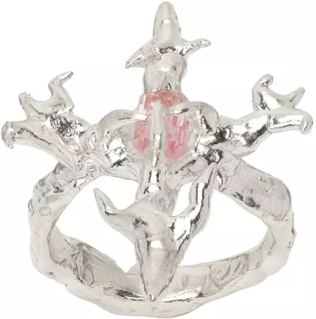 harlot-hands-ssense-exclusive-silver-and-pink-vestige-ring.jpg (856×864)