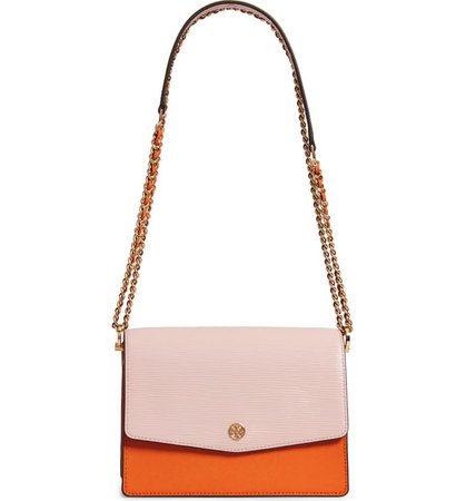 Tory Burch Robinson Leather Convertible Shoulder Bag Pink
