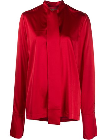 Shop red Materiel pussy bow satin blouse with Express Delivery - Farfetch