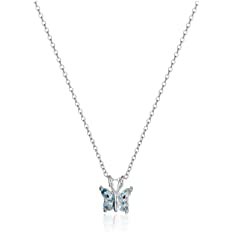 Amazon.com: Sterling Silver Created Aquamarine Flower Pendant Necklace, 18": Jewelry