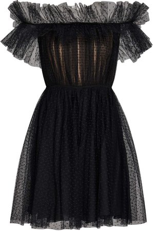 Shirred Tulle Mini Dress