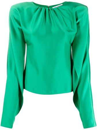 Shop green The Attico slit-sleeve blouse with Express Delivery - Farfetch