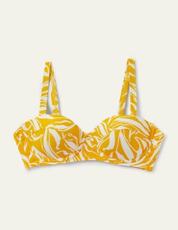 Kythira Cup-size Bikini Top - Chartreuse, Painted Foliage | Boden US