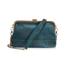 Nurhan 1970S Leather Shoulder Bag Evening Bag / Minaudière, Blue
