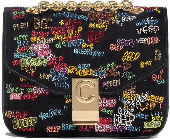 Celine x Christian Marclay Small C Bag with ‘Beep’ Embroidered Velvet