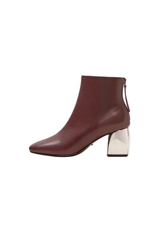 Violeta BY MANGO Metallic heel leather ankle boots
