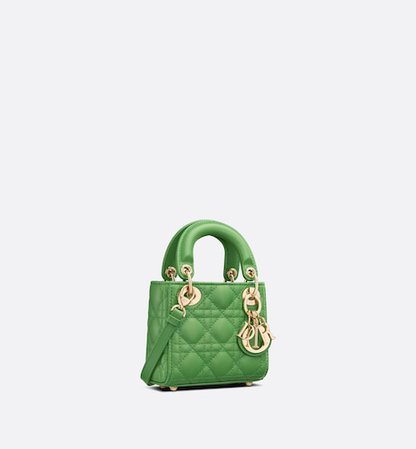 Micro sac Lady Dior Cuir d'agneau Cannage vert vif | DIOR