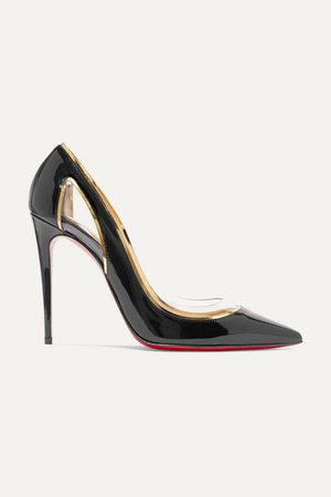 Christian Louboutin | Cosmo 100 metallic-trimmed PVC and patent-leather pumps | NET-A-PORTER.COM