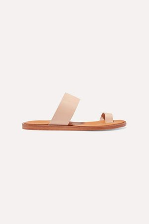 Minimalist Leather Sandals - Beige