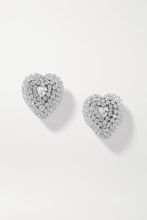 Silver Silver-tone crystal clip earrings | Alessandra Rich | NET-A-PORTER