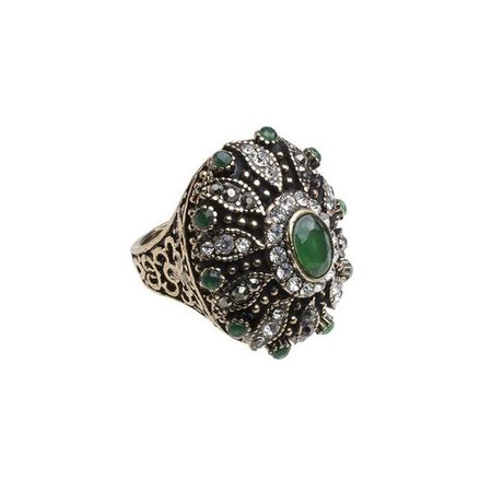Rings | Shop Women's Green Crystal Ring at Fashiontage | SSR0003_EMRG
