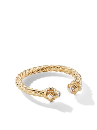 Shop David Yurman 18kt yellow gold 2.3mm Renaissance diamond ring with Express Delivery - FARFETCH