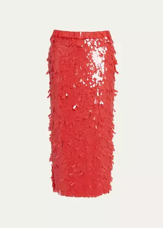 Brunello Cucinelli Tropical Wool Midi Skirt with Jazz Drop Sequins - Bergdorf Goodman