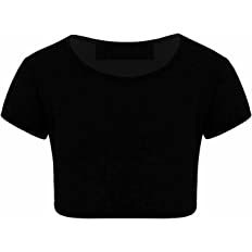Kids Girls Neon Fluorescent Plain Short Sleeve Summer Dance Crop Tops T-Shirt Tee Top Age 3-13 Years (Black, 11-12 Years) : Amazon.co.uk: Clothing