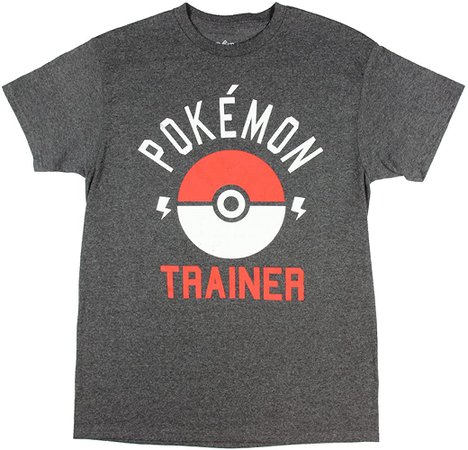 Amazon.com: Pokemon Trainer Pokeball Tee Shirt, Grey, Small: Clothing