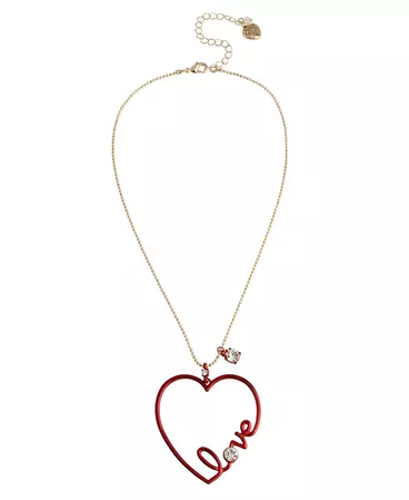 Betsey Johnson Scripted Heart Pendant Necklace & Reviews - Necklaces - Jewelry & Watches - Macy's