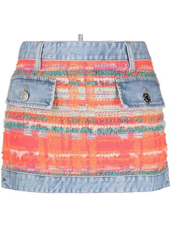 Dsquared2 tweed-detail Denim Mini Skirt - Farfetch