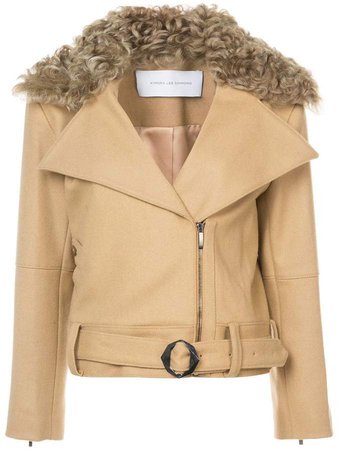 removable shearling collar bomber jacket