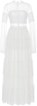 Bishop Sleeve Embroidered Tulle Dress
