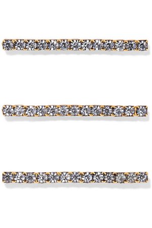 Jennifer Behr | Fete set of three gold-tone crystal hair pins | NET-A-PORTER.COM
