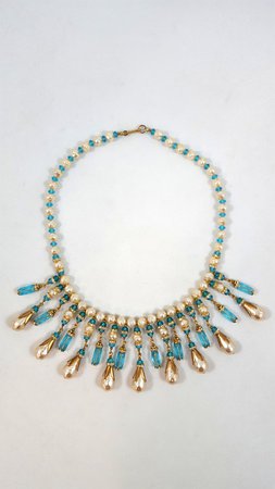 Vintage MIRIAM HASKELL Necklace Glass Bib Necklace Collar | Etsy