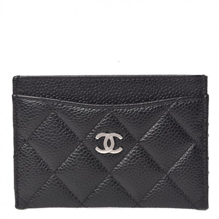 CHANEL Caviar Quilted Card Holder Black 480172