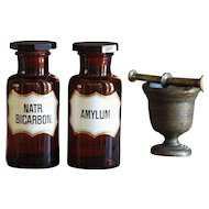 Antique Amber Glass Apothecary Pharmacy Bottles : English And French Country Antiques | Ruby Lane