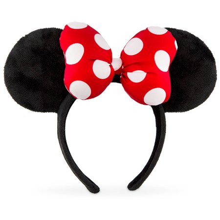 Minnie Mouse Satin Polka Dot Bow Ear Headband – Red